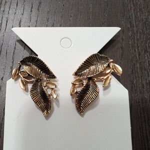Leaf Clip-on Earrings Brass Toned